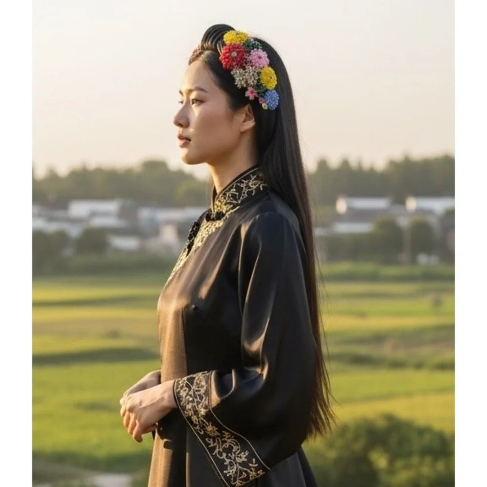 Black Knotted Handmade Jeweled Beaded Headband